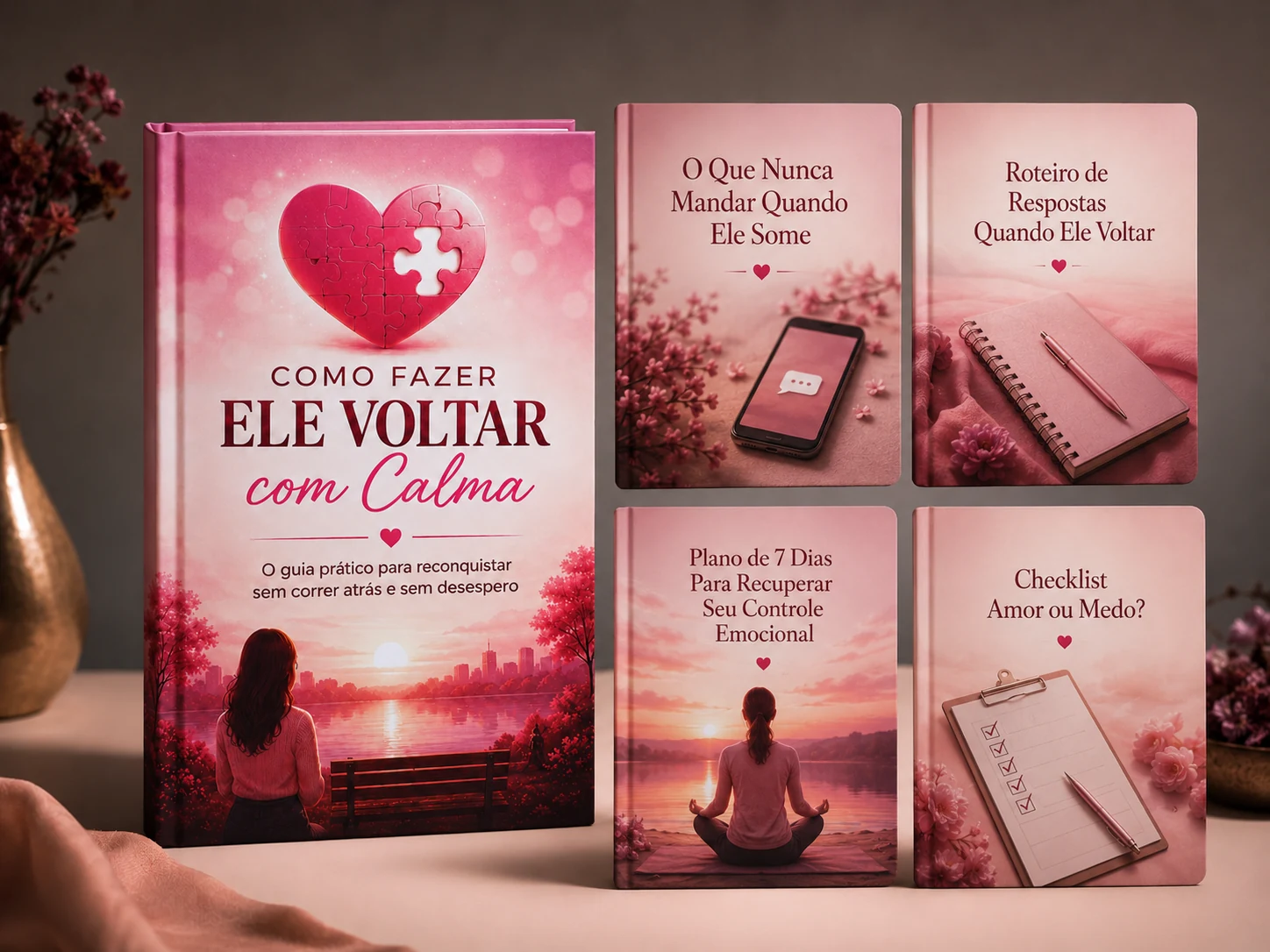 Pacote visual do ebook principal e quatro bônus
